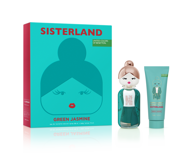 Imagen de Cofre Benetton Sisterland Green Jasmine Edt 80 ml + Crema 75 ml