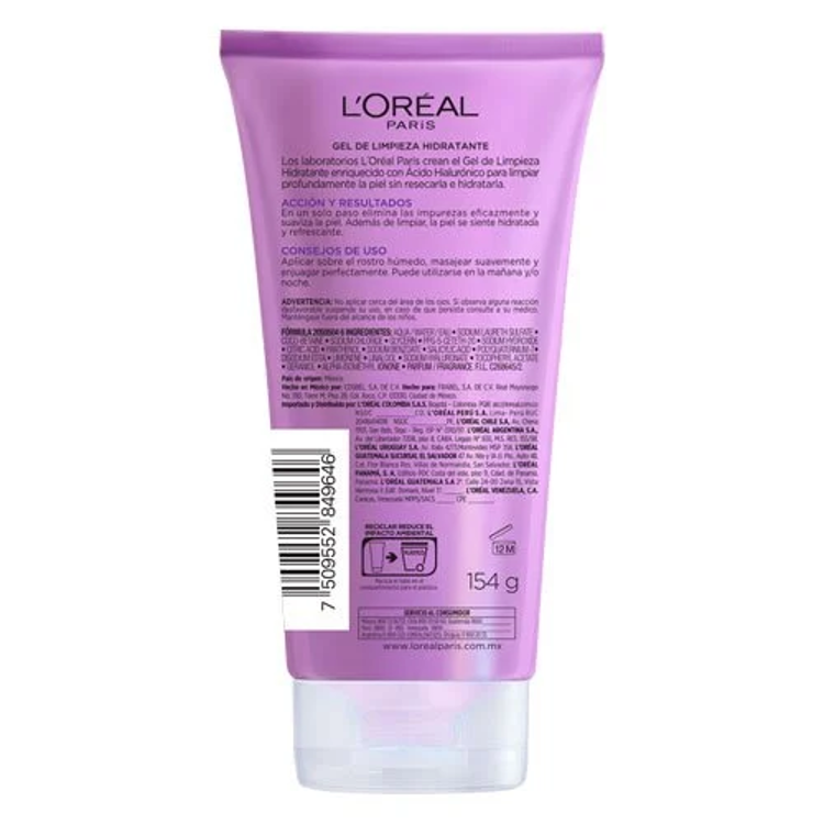 Imagen de L'Oreal Paris Gel De Limpieza Facial Revitalift con Ácido Hialurónico 150 ml