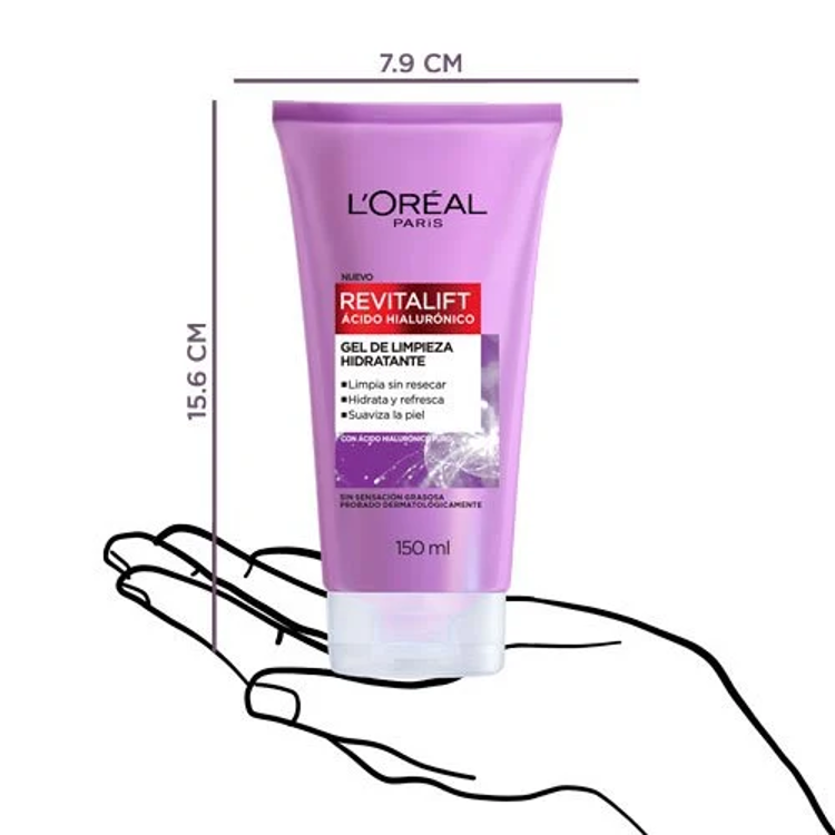 Imagen de L'Oreal Paris Gel De Limpieza Facial Revitalift con Ácido Hialurónico 150 ml