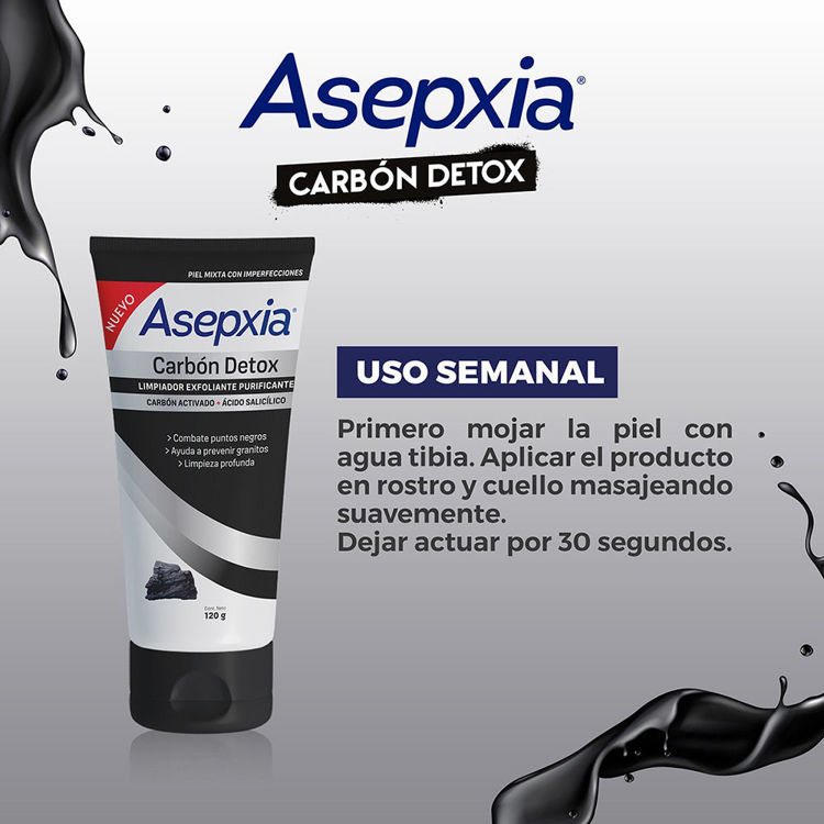 Imagen de Asepxia Gel Limpiador Exfoliante Purificante Carbon Detox 120 gr