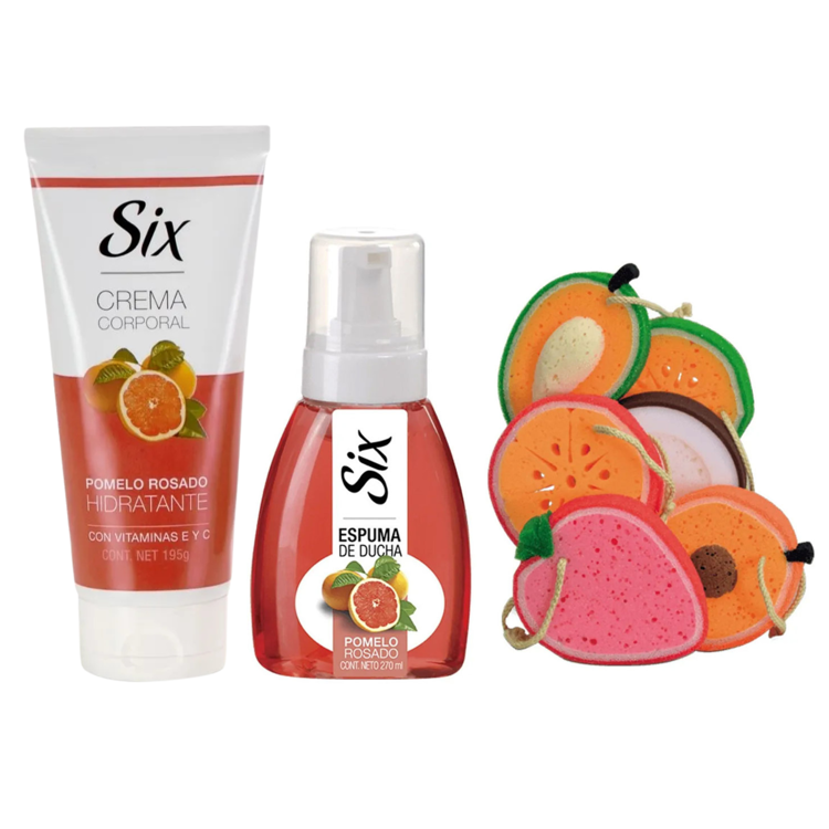 Imagen de Six Pack Espuma + Crema + Esponja - Pomelo Rosado