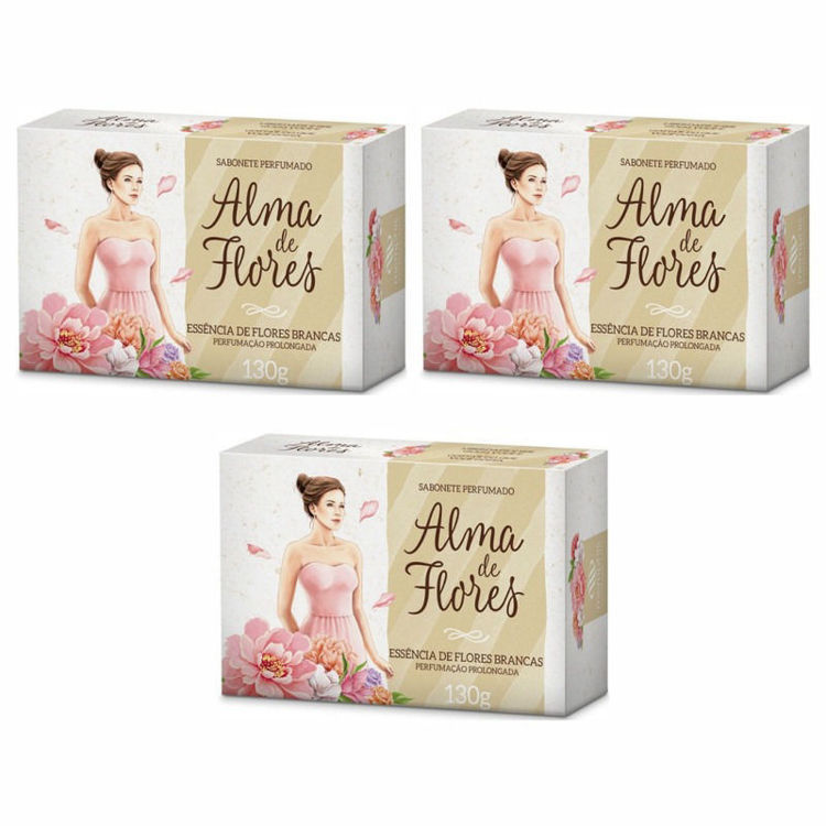 Imagen de Alma De Flores Estuche  con 3 Jabones - Flores Blancas