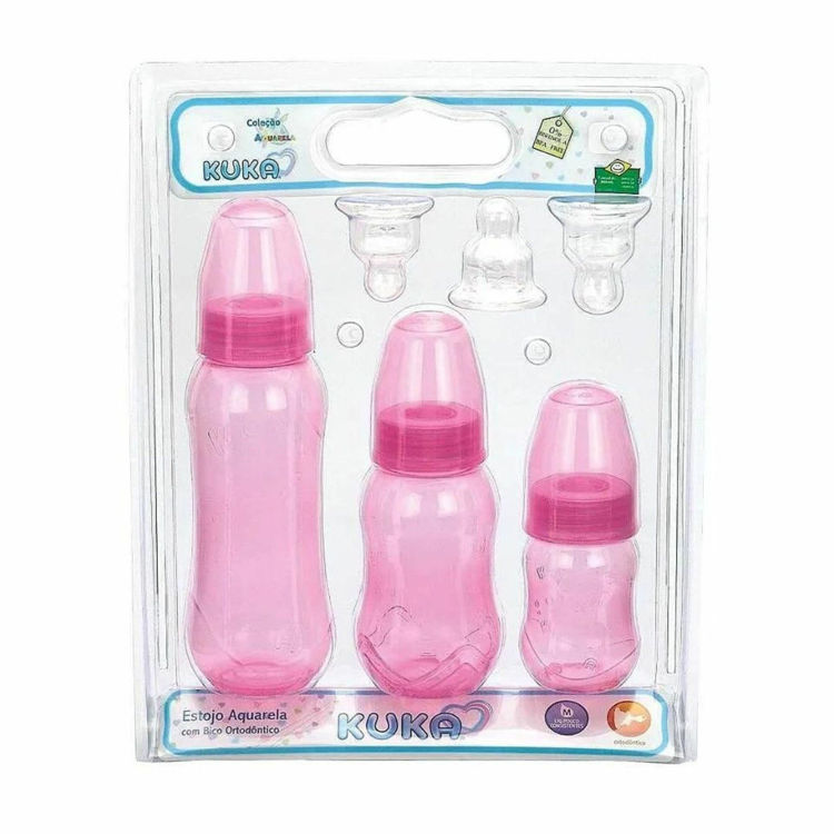 Imagen de Kuka Aquarela Set de Mamaderas x 3 Unidades Tetina Anatómica - Rosada