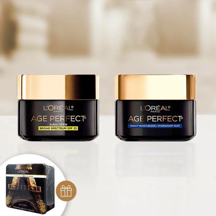 Imagen de L'Oréal París  Pack Age Perfect Renovación Celular Crema Hidratante Día FPS25 50ml + Noche 50ml + LATA DE REGALO