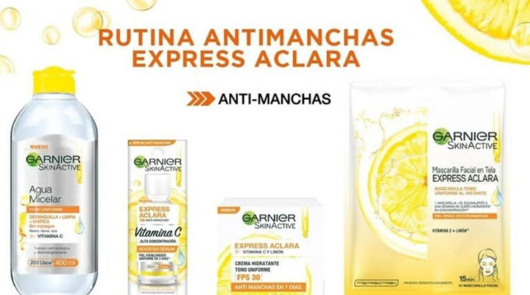 Imagen de Garnier Rutina Antimanchas  Express Aclara  agua Micelar + Crema vitamina C con Fps 30