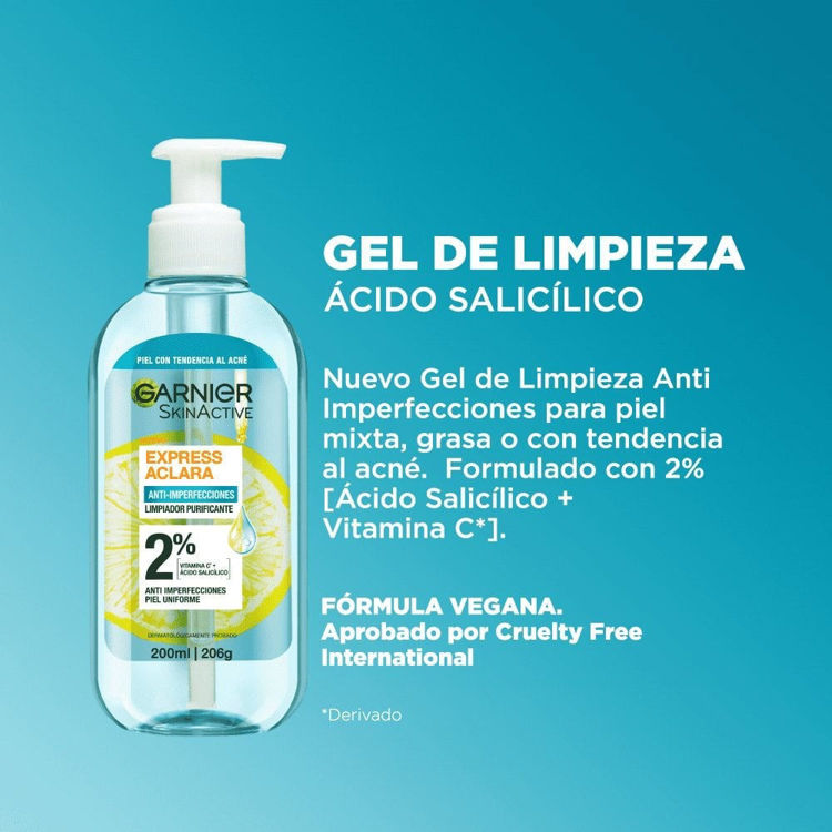 Imagen de Garnier Express Aclara Skin Active Gel Limpiador  Anti-Imperfecciones 200 ml