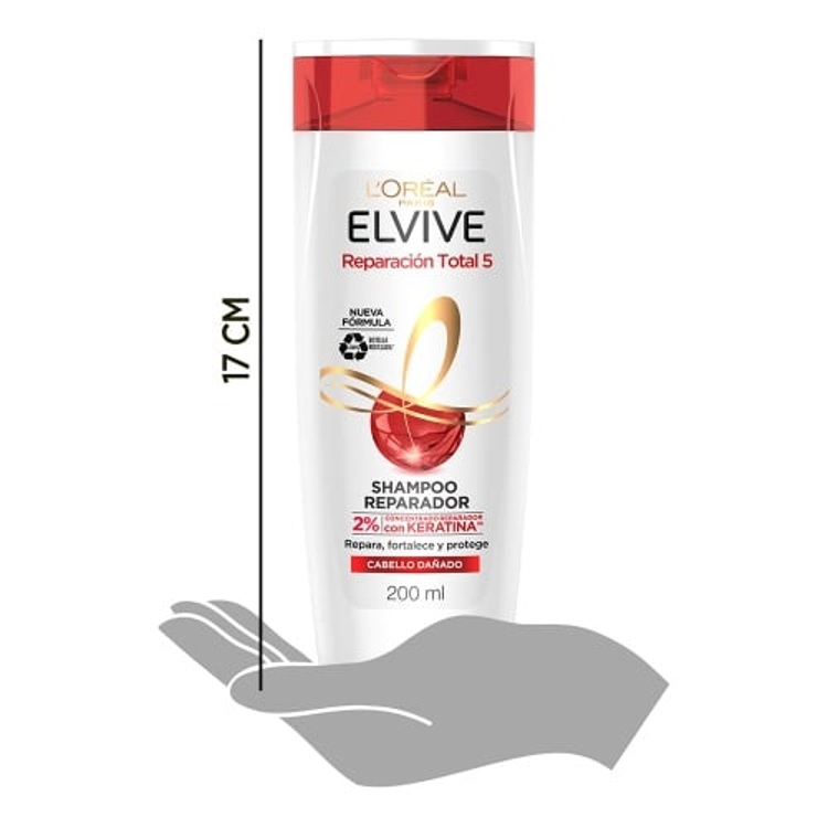 Imagen de L'Oreal Paris Shampoo Elvive  Reparacion Total 5+ Keratin 200 ml