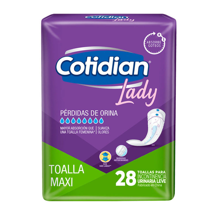 Imagen de Cotidian Lady Maxi Toalla Higiénica para Incontinencia  Leve 28 Unidades